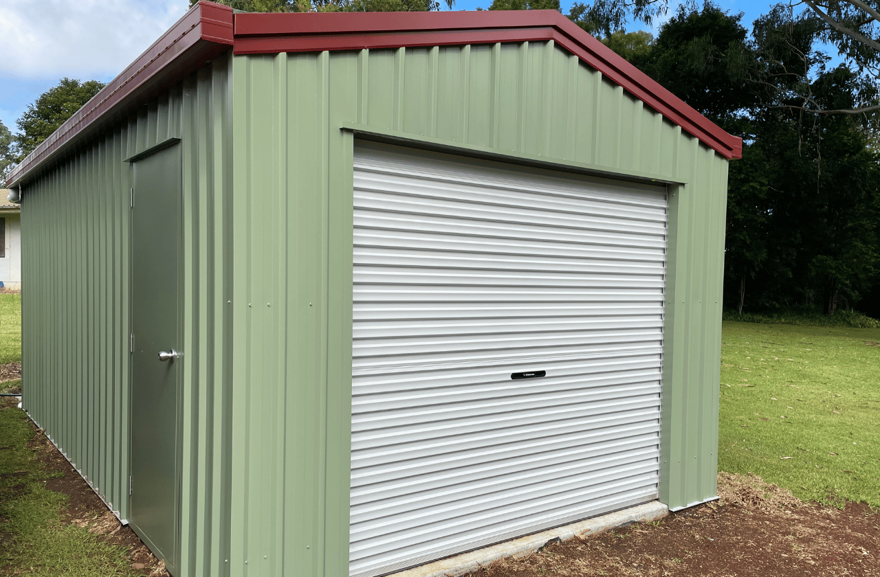 Shed in Pale Eucalypt Fair Dinkum Newstyle Sheds