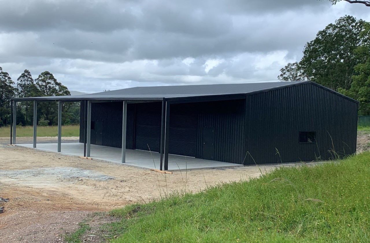 Garage with Lean To in Monument Fair Dinkum Builds Newstlye Sheds